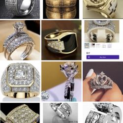 Men’s 14K Gold Plated Rings For Sale.... Many Styles .... Sizes 7-14