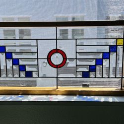 stained glass panel Featured A Geometric Design 12/25 Inches 