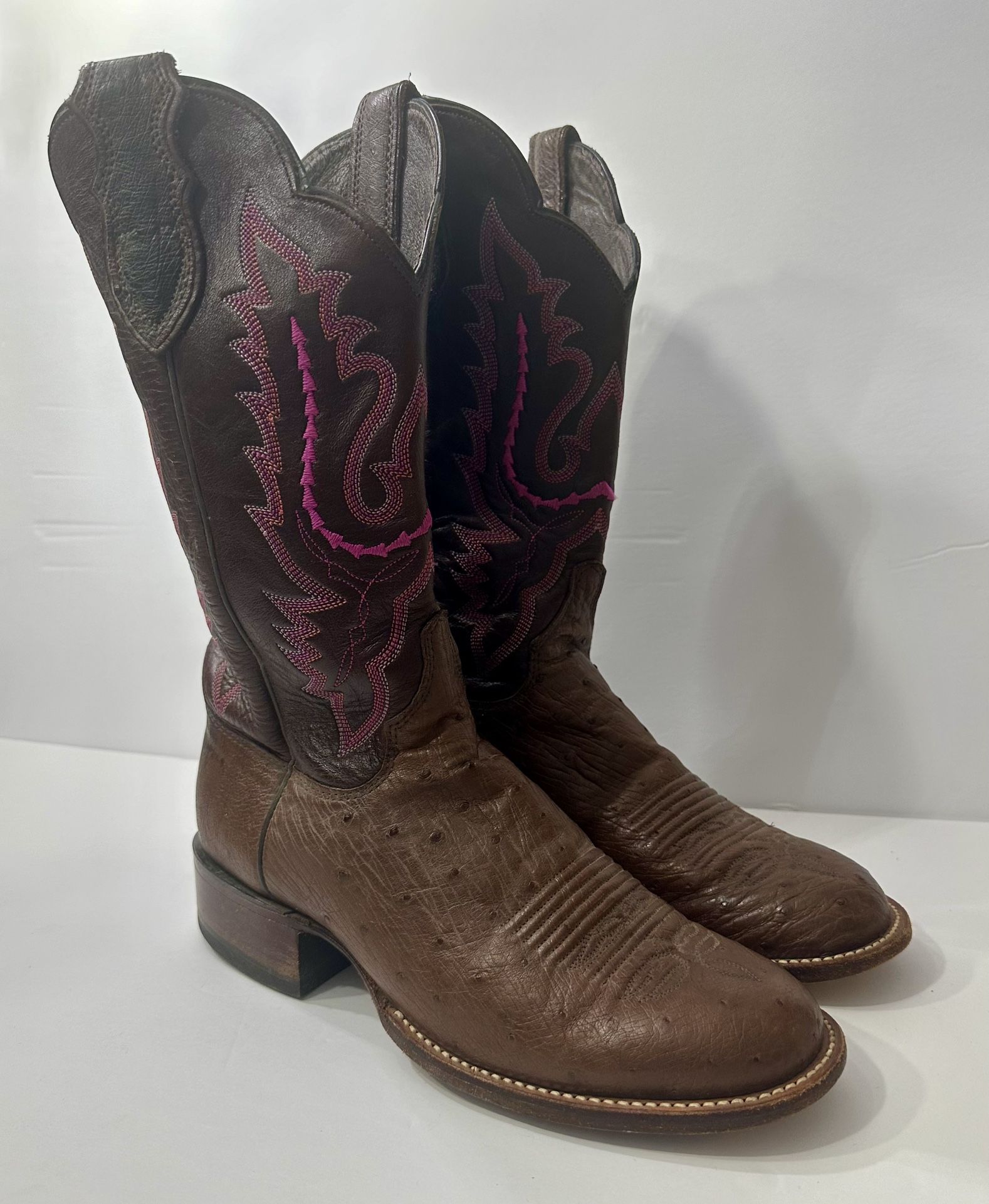 Women's 8 B Justin Punchy Collection Smooth Ostrich Western Boots L5524 Pink