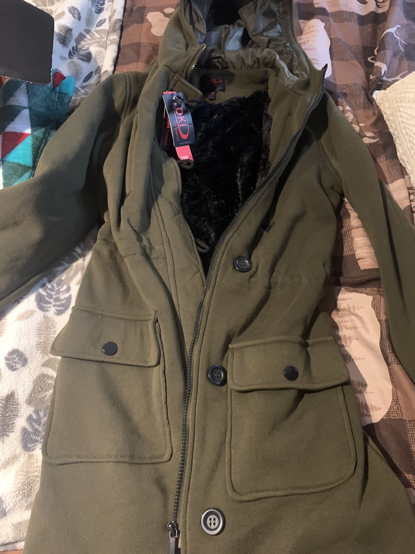 Brand New Olive Sherpa Lined Yoki Coat