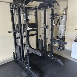 PRO SERIES Ultimate 3-1 Half Rack Functional Trainer w/Smith Machine Bar | 400lb Stack | Gym Equipment | Fitness | Commercial | Squat Rack 