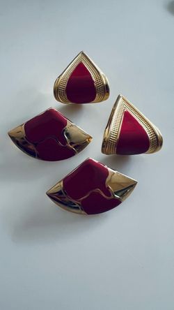 Two Pair of Vintage Pink and Gold Tone Earrings