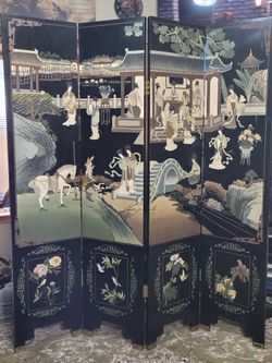  Asian Four Panel Room Divider
