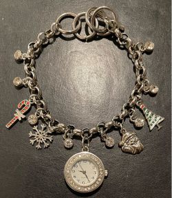 Ladies Charm, Silver Tone Adjustable Bracelet With Quartz Watch, New Battery