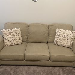 Beige Sleeper Sofa with Pull-Out Mattress
