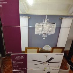 Chandelier Crystal & 2 New Ceiling Fans With Remote Control All 3 Items For $375