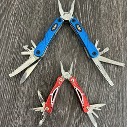 Lot of 2 Sheffield Large & Small Multi Tool Stainless Steel