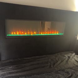 King Size Bed With Fire Place And Speaker Built In 
