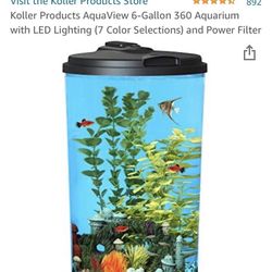  AquaView 6-Gallon 360 Aquarium with LED Lighting (7 Color Selections) and Power Filter