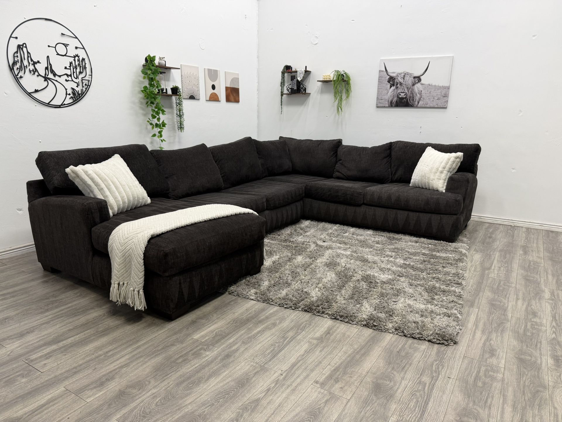 Black Sectional Couch - Free Delivery