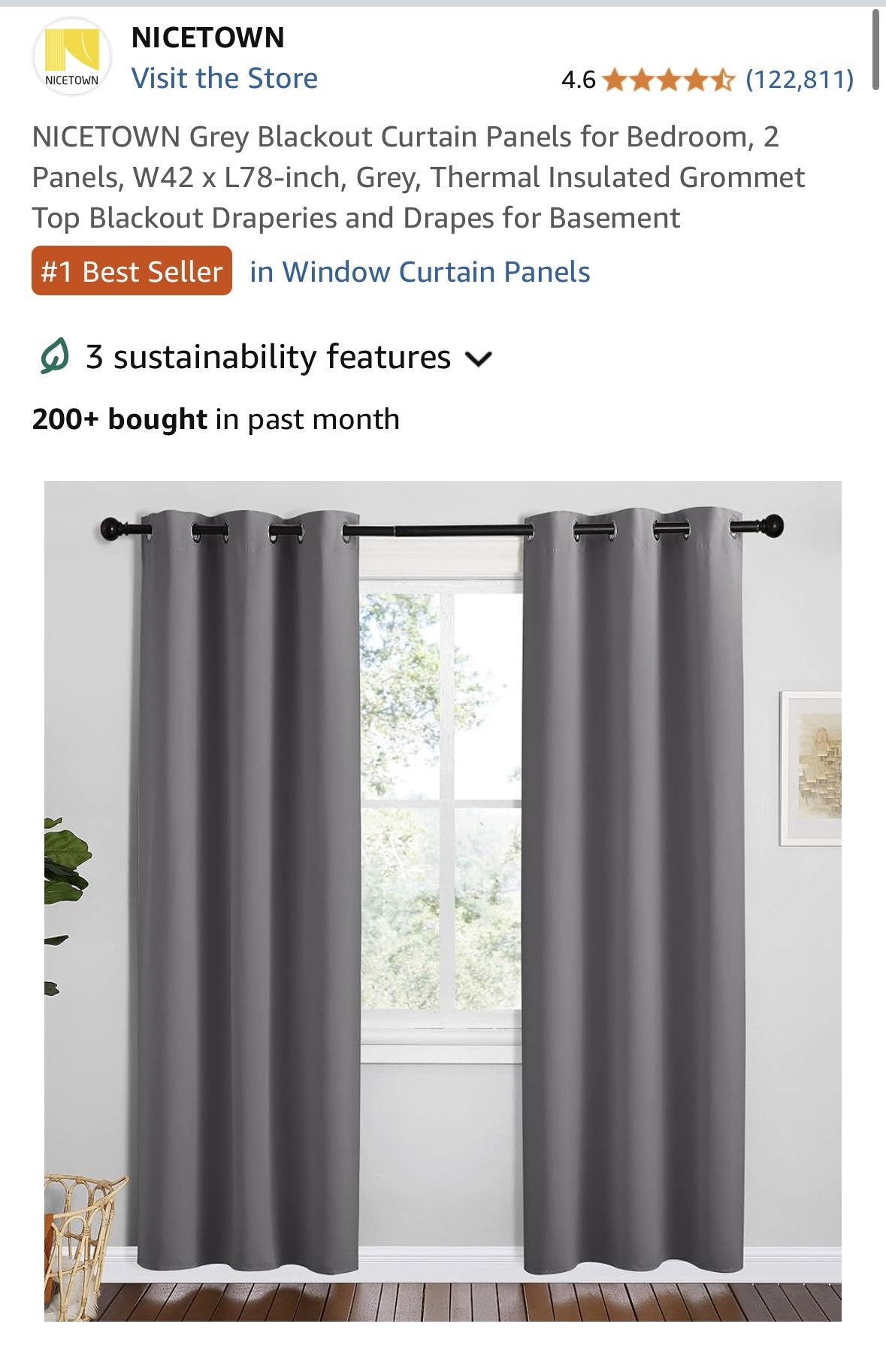 Blackout curtain and tension rod