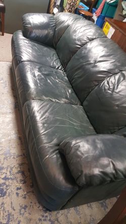 Green lleather sofa