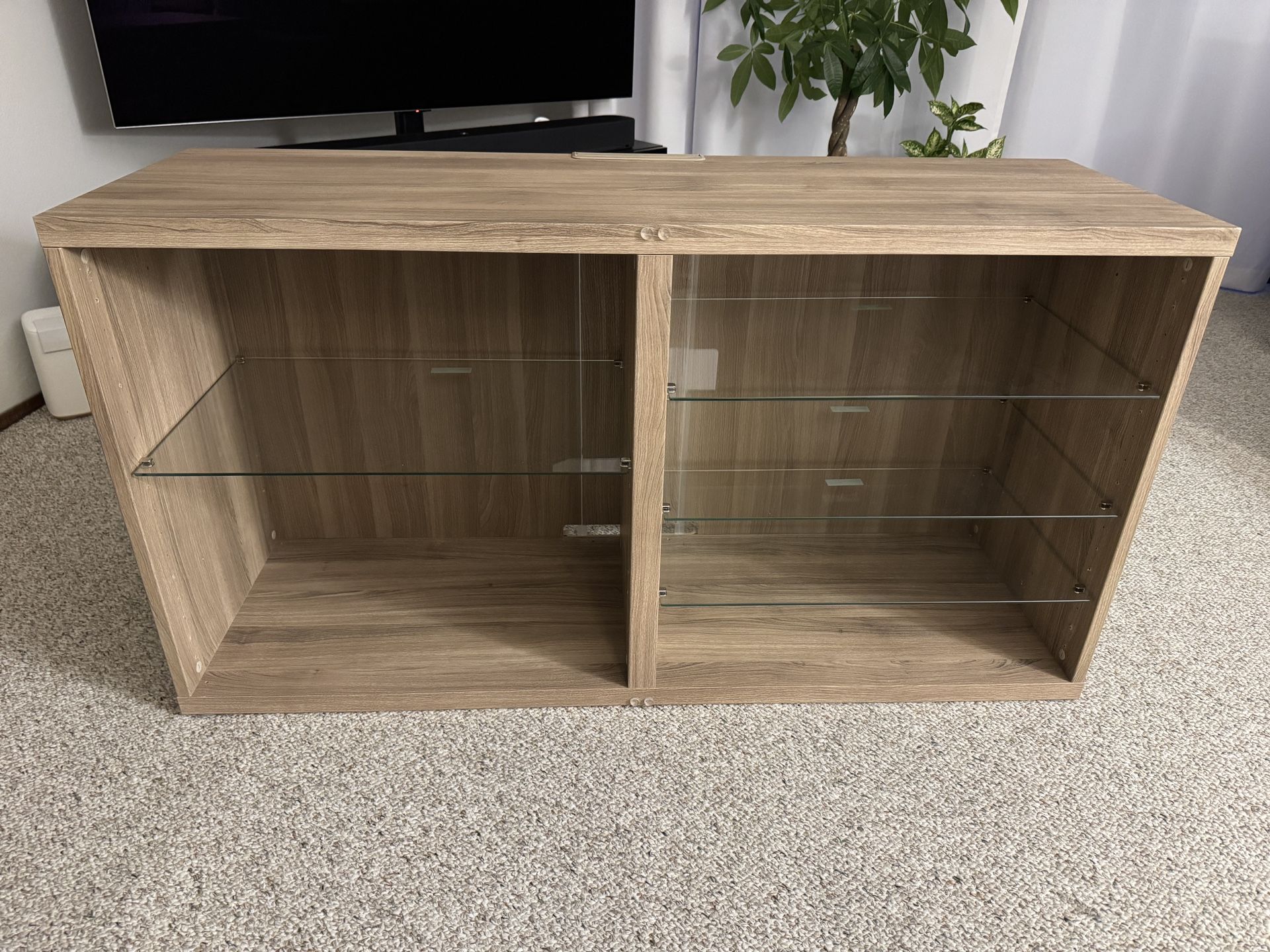 Ikea Besta TV Stand Unit with 4 Adjustable Glass Shelves LIKE NEW!
