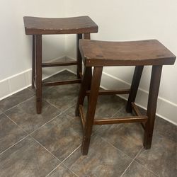 Wood Saddle  Counter Stools 