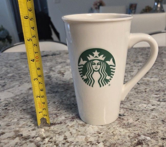 Starbucks 16 oz 2019 Tall White Coffee Mug Ceramic Green Mermaid Logo
