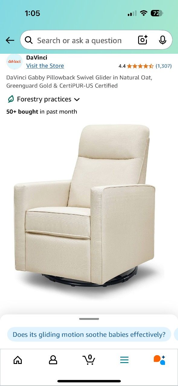 Sofa Chair Rocking And Swivel GreenGuard Gold