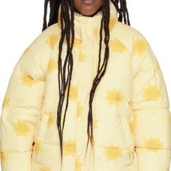 TINYCOTTONS Kids Off-White Sunny Short Puffer Jacket Dusty Yellow Size 4Y