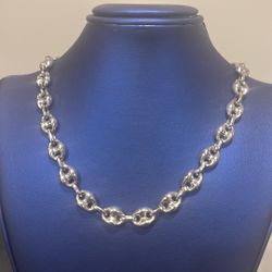 Silver 925 Puffed Mariner Chain Semi Solid 18in 