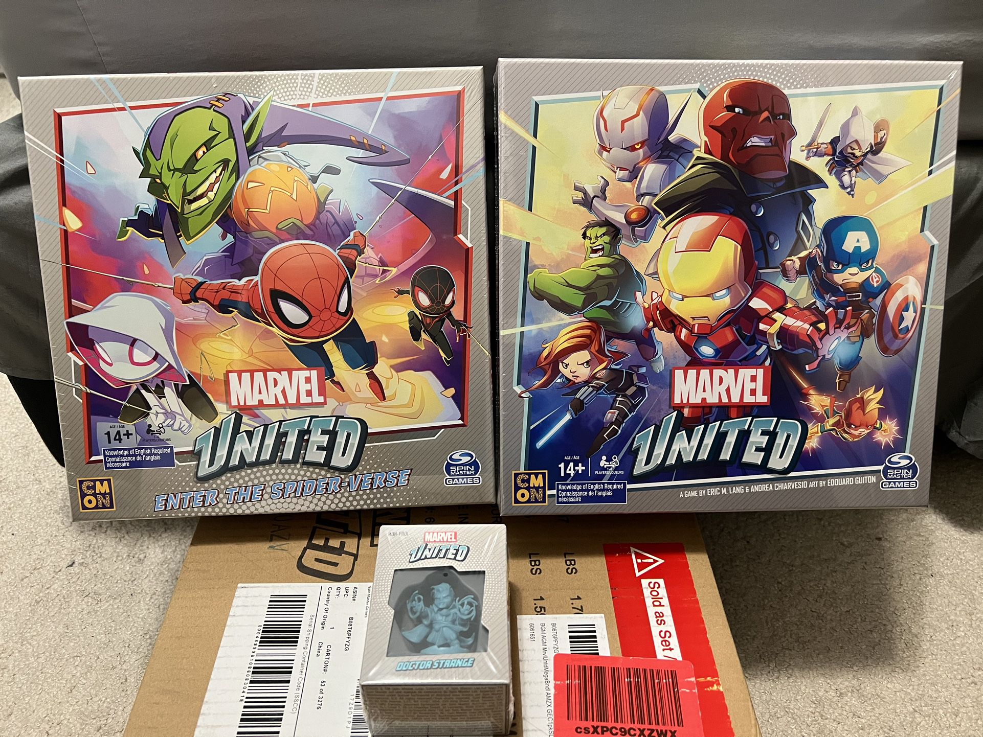 Marvel United, Superhero Card Strategy Board Game Comic Bundle with Spiderman and Dr. Strange Expansion.