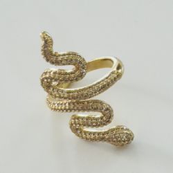 Snake Adjustable Ring. 14K Gold Plated. New