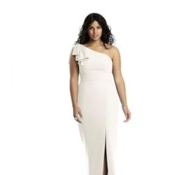 One Shoulder Crepe Informal Wedding Gown