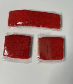 New Red Wristbands and Headband