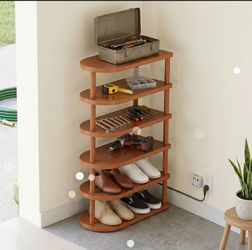 6-Tier Wooden Freestanding Shelf Rack