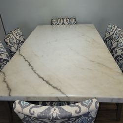 Counter Height Marble Dining Set. Seats 6