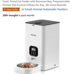 VOLUAS Automatic Cat Feeders - Pet Food Dispenser for Dry Food, Timed Cat Feeder with Desiccant Bag, Programmable Portion Size Control 4 Meals Per Day