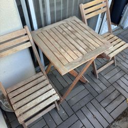 Wooden Bistro Patio Set – Table + 2 Chairs – Moving Sale