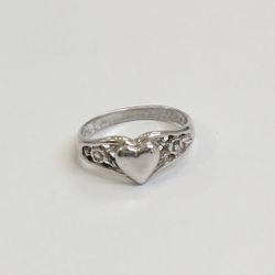Solid Sterling Silver Filigree Heart Ring