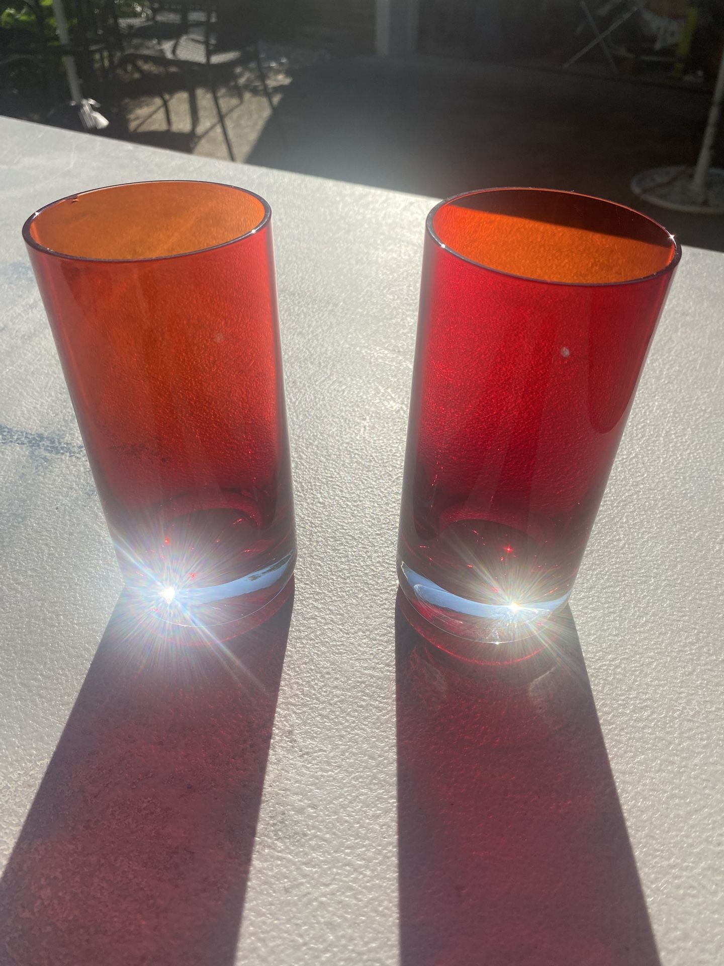 16 Vintage Williams Sonoma Red 6” Glass Tumblers - Compare @$500+