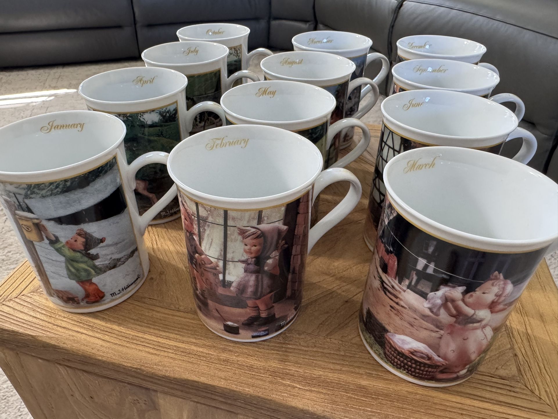 Brand New M.I. Hummel Collector Mugs – Complete 12-Month Vintage Porcelain Set (Danbury Mint, Licensed by Goebel, Collectible Coffee Tea Cups)