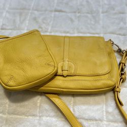 Isaac Mizrahi Yellow Leather Shoulder Bag