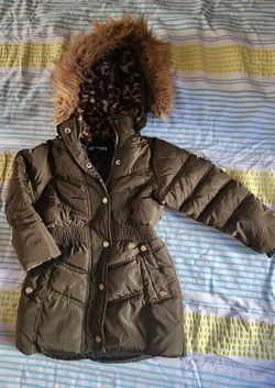 Steve Madden Olive Puffer Jacket with Fur Hood