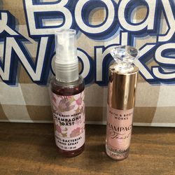 Champagne Toast Lip Oil and Anti Bacterial Hand Spray Bath And Body Works