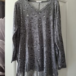 Grey Cheetah Print Shirt/Tunic