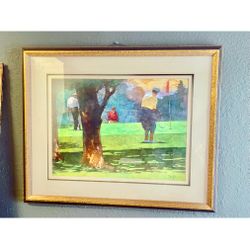 Vintage Large Framed Artwork Painting “Morning Round” 1992
