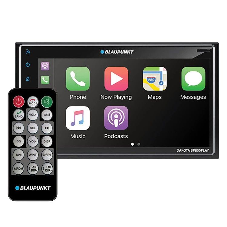 Blaupunkt BP800PLAY Dakota Oversize Custom Mount 7" Double-DIN Digital Media Receiver with Bluetooth, Apple CarPlay, and Android Auto