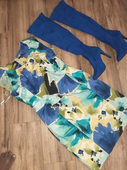 Dress and Royal Blue Boots