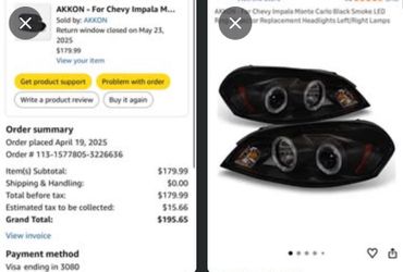 AKKON Black Smoke LED Projector Headlights Chevy Impala/ Monte Carlo