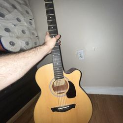 Donner DAJ-110C Grand Auditorium Acoustic Guitar Natural Cutaway Spruce Mahogany