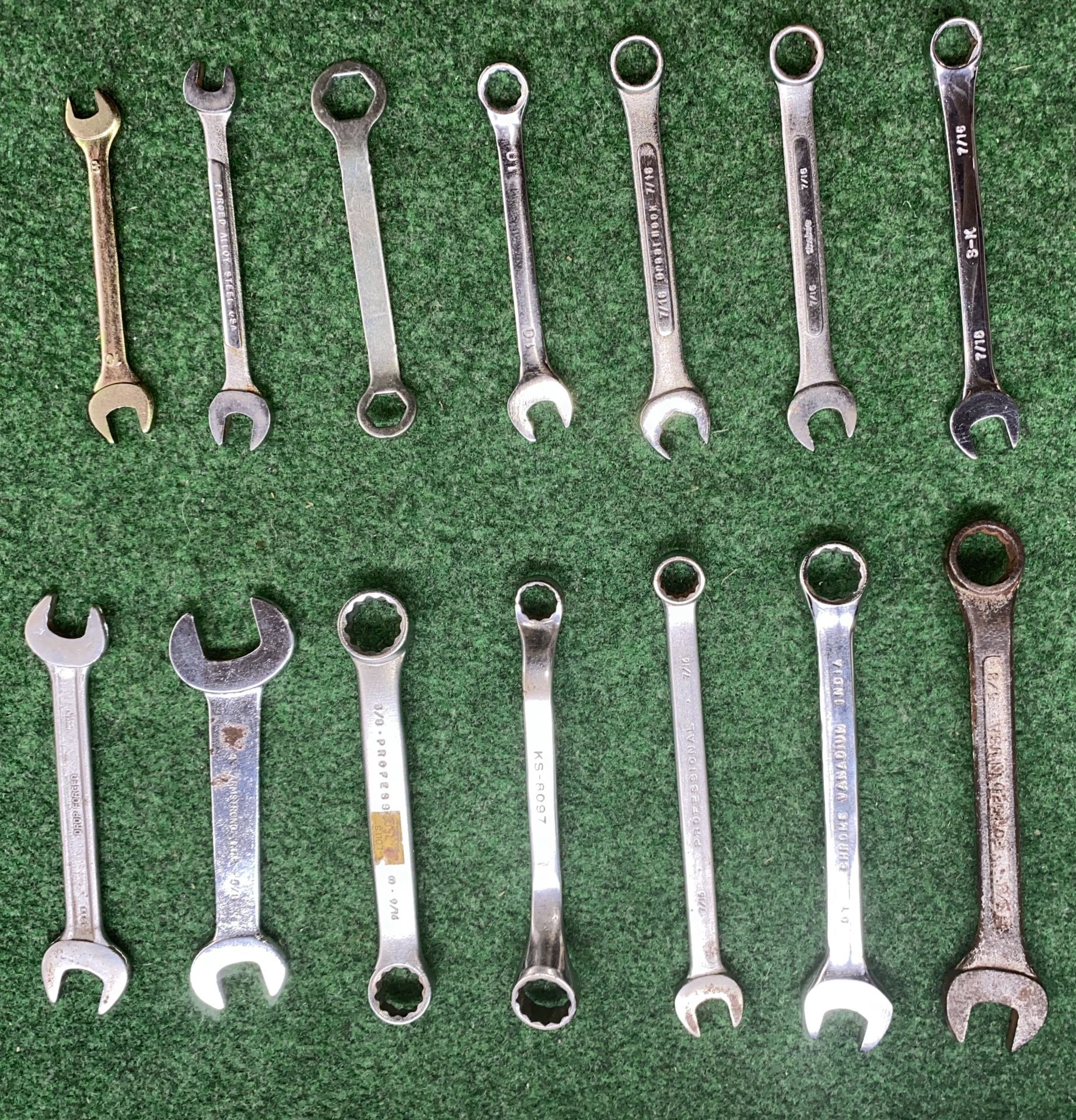 Bundle 14 Pieces Wrenches Variety brands Armstrong, S-K , GEDORE, Husky, Great Neck, Companion, Professional, Skokie
