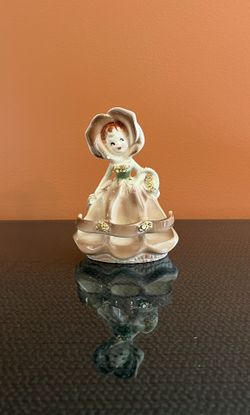 Vintage Enesco Anthropomorphic Flower Girl Lipstick Holder Some Small Defects