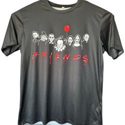 Halloween Horror Villains Friends Graphic T-Shirt Black Men’s XXL New
