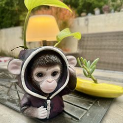 Rare Find: 🐵🍌Lifelike Two Planter Duo - Monkey Banana + String Of Bananas Succulent And House Plant 🪴 