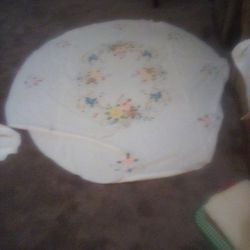 Hand stitched Flowers Tablecloth 