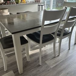 Modern 6-Piece Dining Set – Table, 4 Chairs & Bench