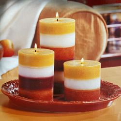 3 Piece Candle Set W Stone Plate New