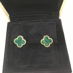 Van Cleef   Green Gold Earrings with Circular Design